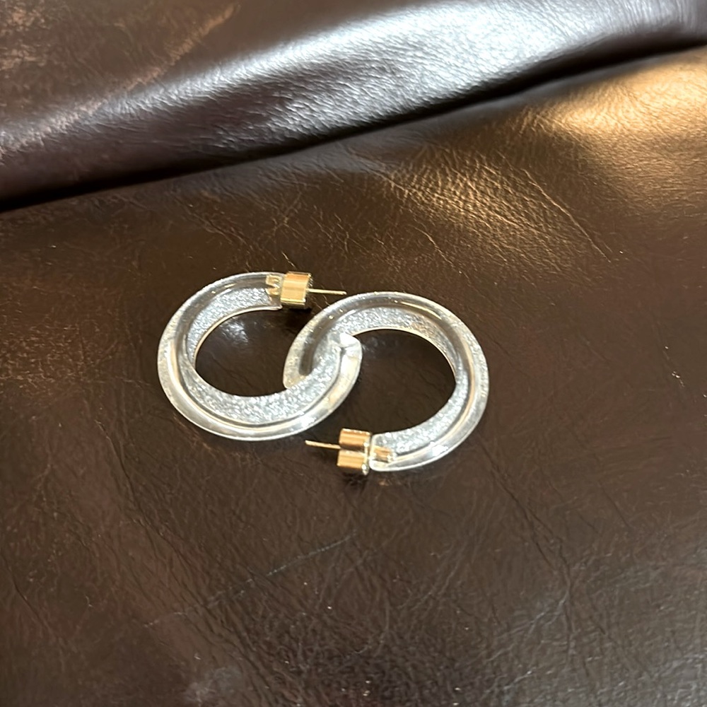 Alison Lou lucite silver glitter hoops